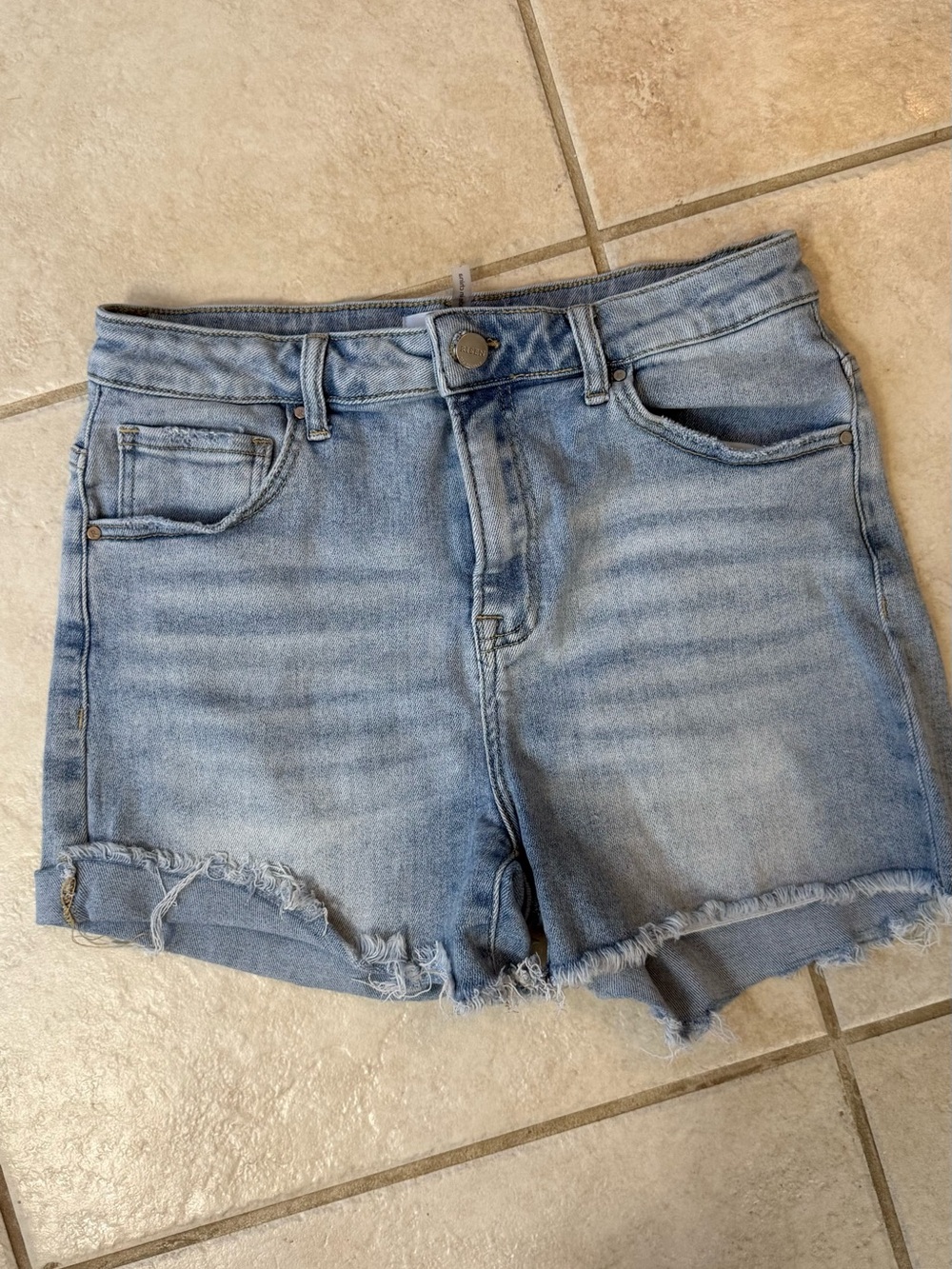 Light Blue Denim Cutoff Shorts - Women's Casual Summer Short